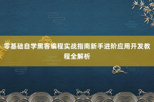 零基础自学黑客编程实战指南新手进阶应用开发教程全解析