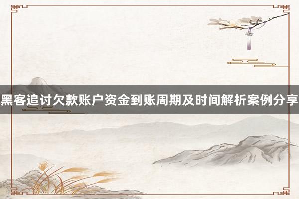 黑客追讨欠款账户资金到账周期及时间解析案例分享