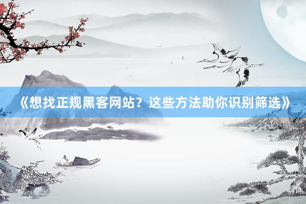 《想找正规黑客网站？这些方法助你识别筛选》